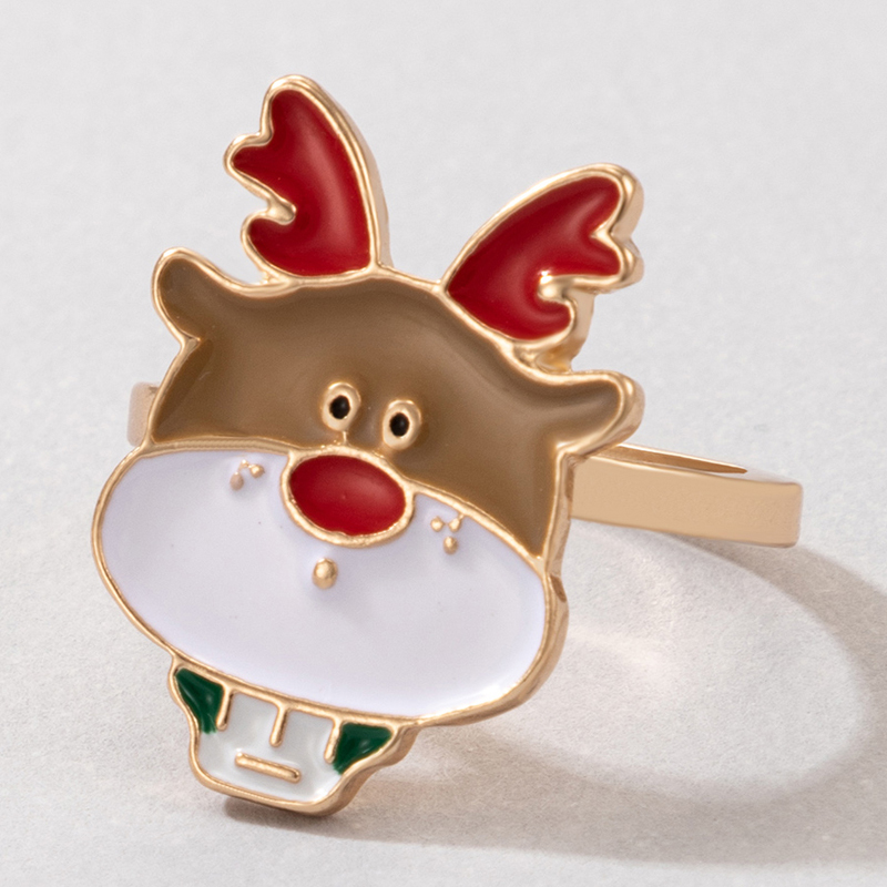 Fashion Santa Claus Elk Alloy Plating Unisex Rings 1 Piece