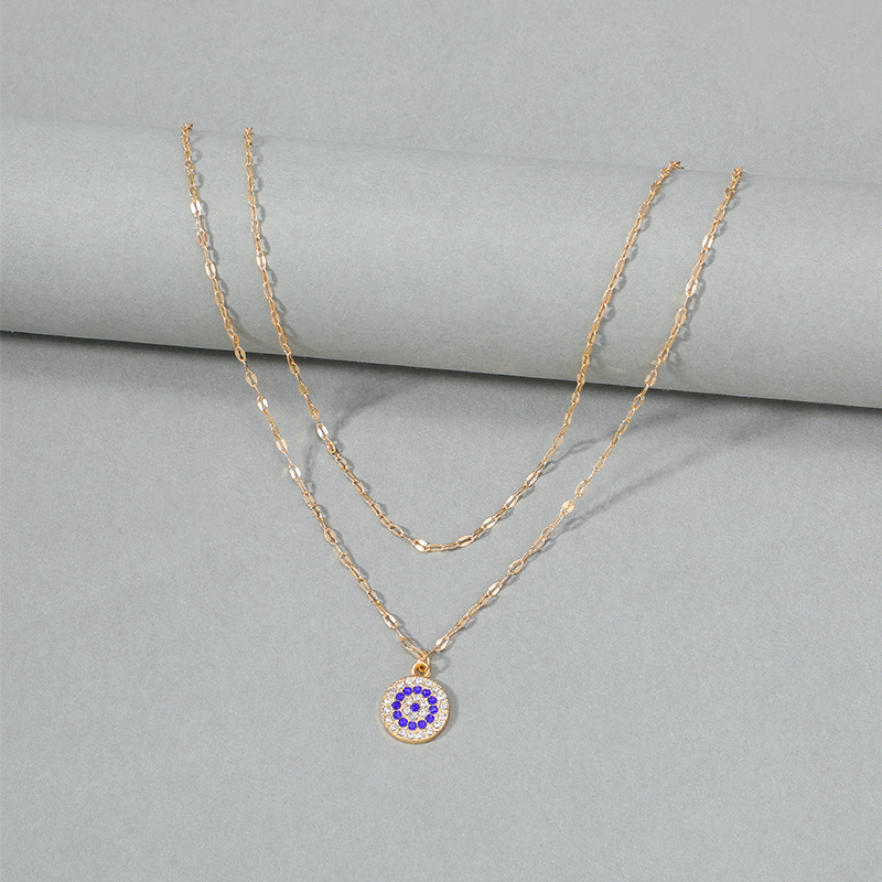 Fashion Round Alloy Rhinestones Layered Necklaces 1 Set