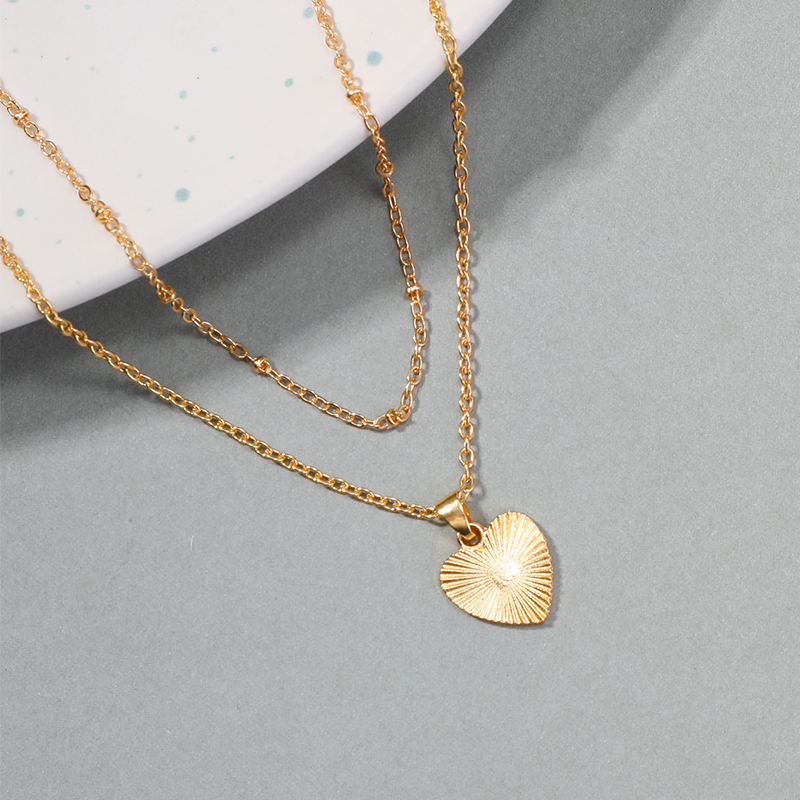 Fashion Heart Shape Alloy Gold Plated Womenu0027S Layered Necklaces 1 Set