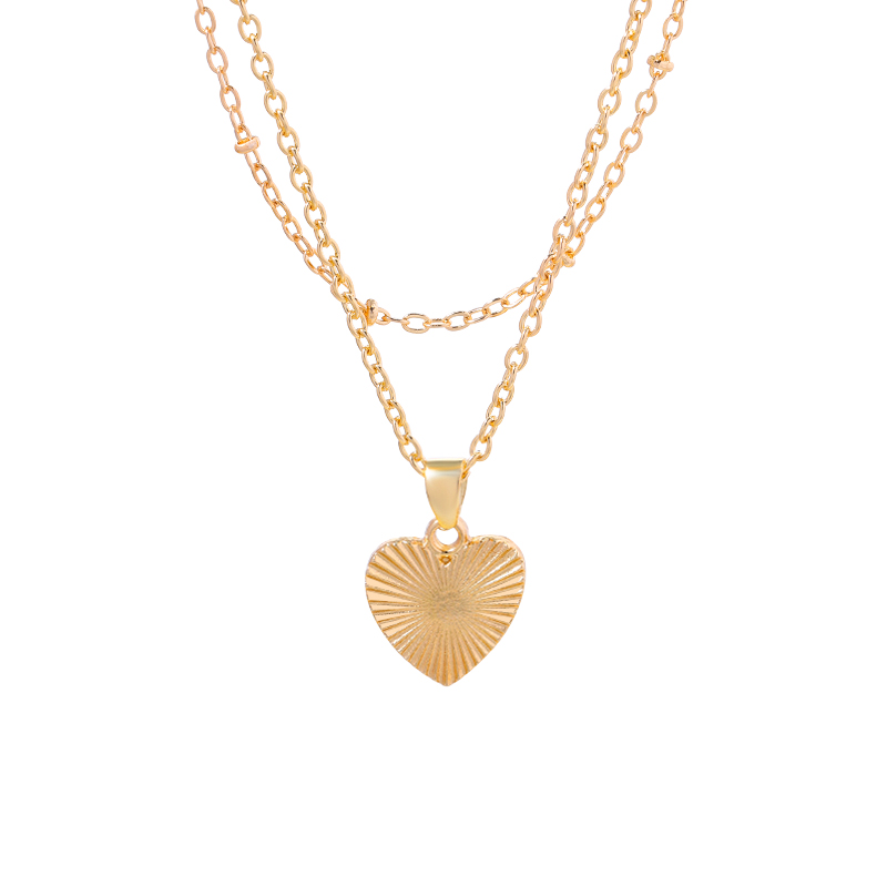 Fashion Heart Shape Alloy Gold Plated Womenu0027S Layered Necklaces 1 Set