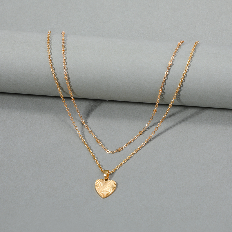 Fashion Heart Shape Alloy Gold Plated Womenu0027S Layered Necklaces 1 Set