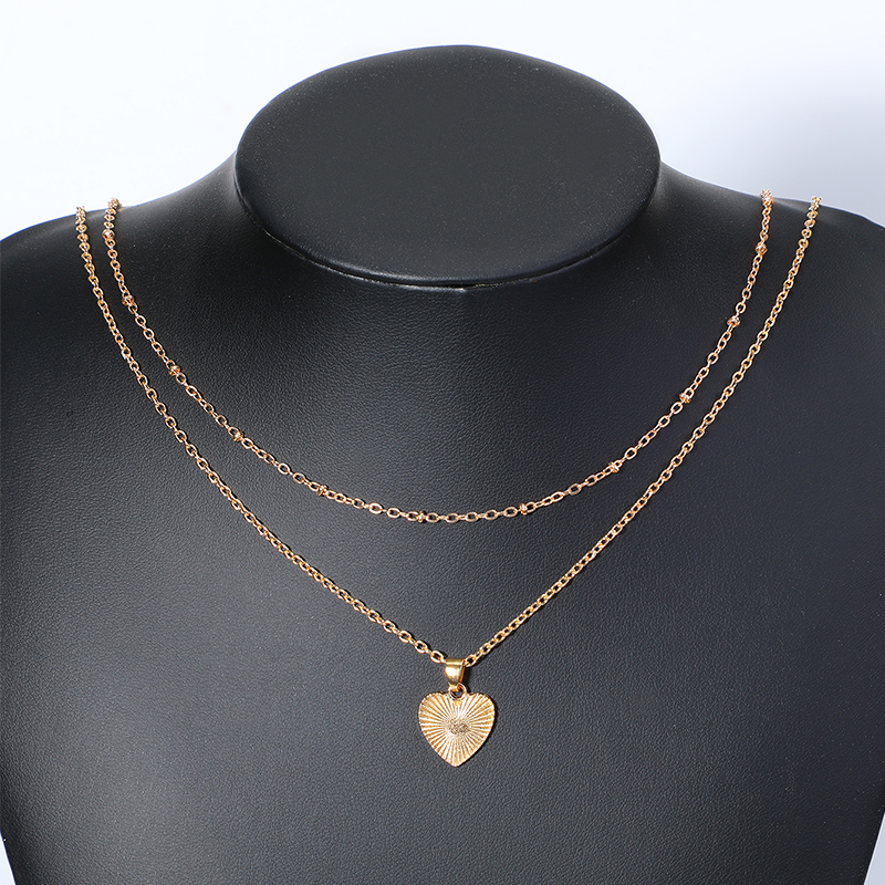 Fashion Heart Shape Alloy Gold Plated Womenu0027S Layered Necklaces 1 Set