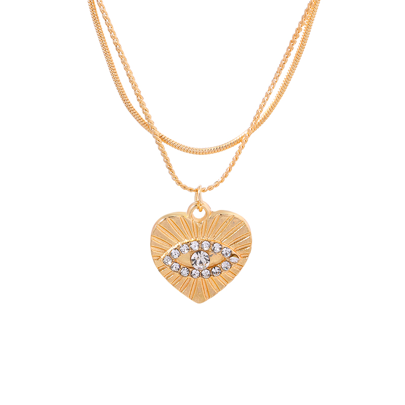 Fashion Heart Shape Alloy Gold Plated Rhinestones Womenu0027S Layered Necklaces 1 Set