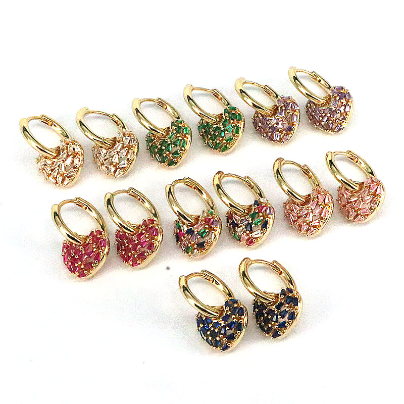 Fashion Heart Shape Copper Gold Plated Drop Earrings 1 Pair