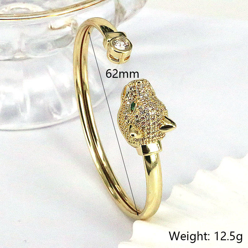 Fashion Heart Shape Butterfly Leopard Copper Gold Plated Zircon Bangle 1 Piece