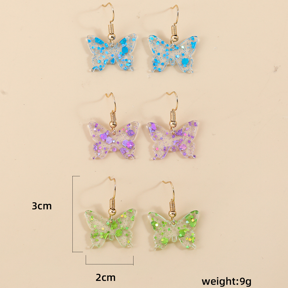 Simple Style Butterfly Arylic Butterfly Acrylic Womenu0027S Drop Earrings 3 Sets