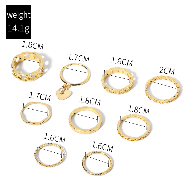 Fashion Heart Shape Alloy Gold Plated Rhinestones Womenu0027S Rings 1 Set