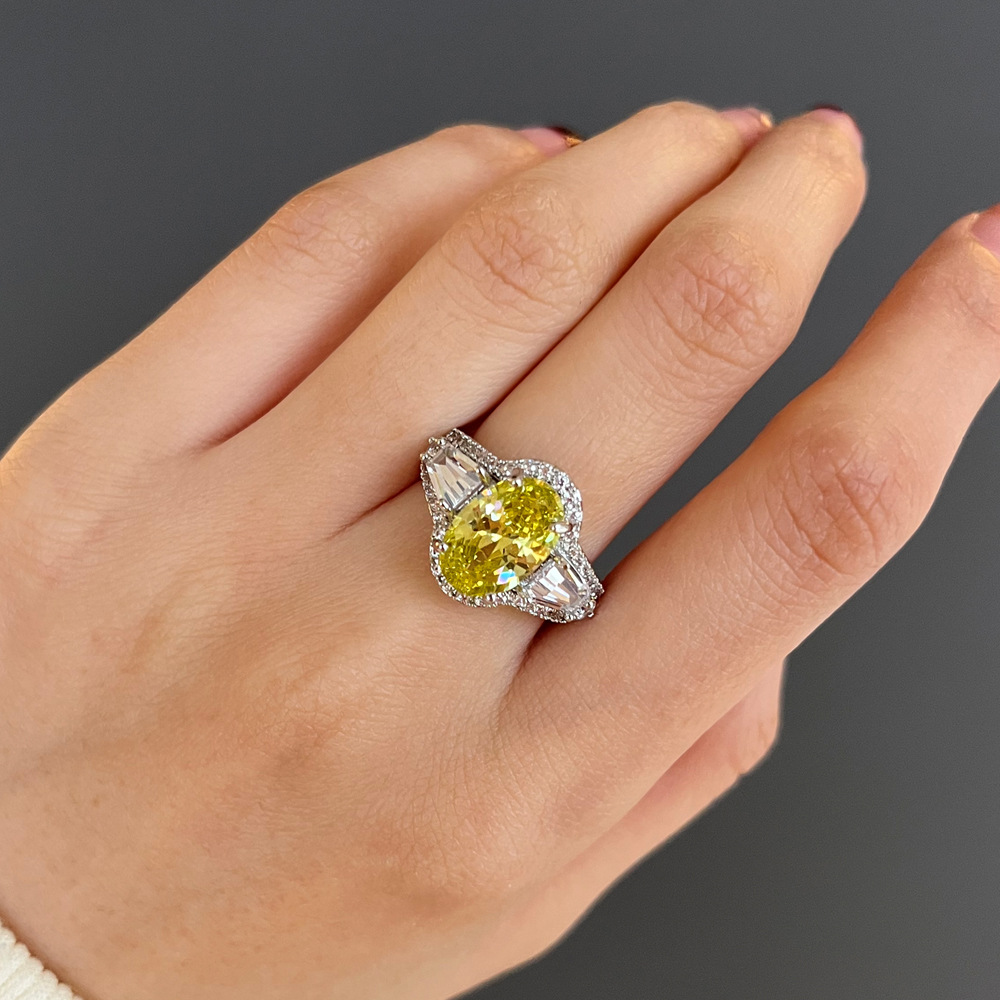 Fashion Geometric Copper Inlay Zircon Rings 1 Piece