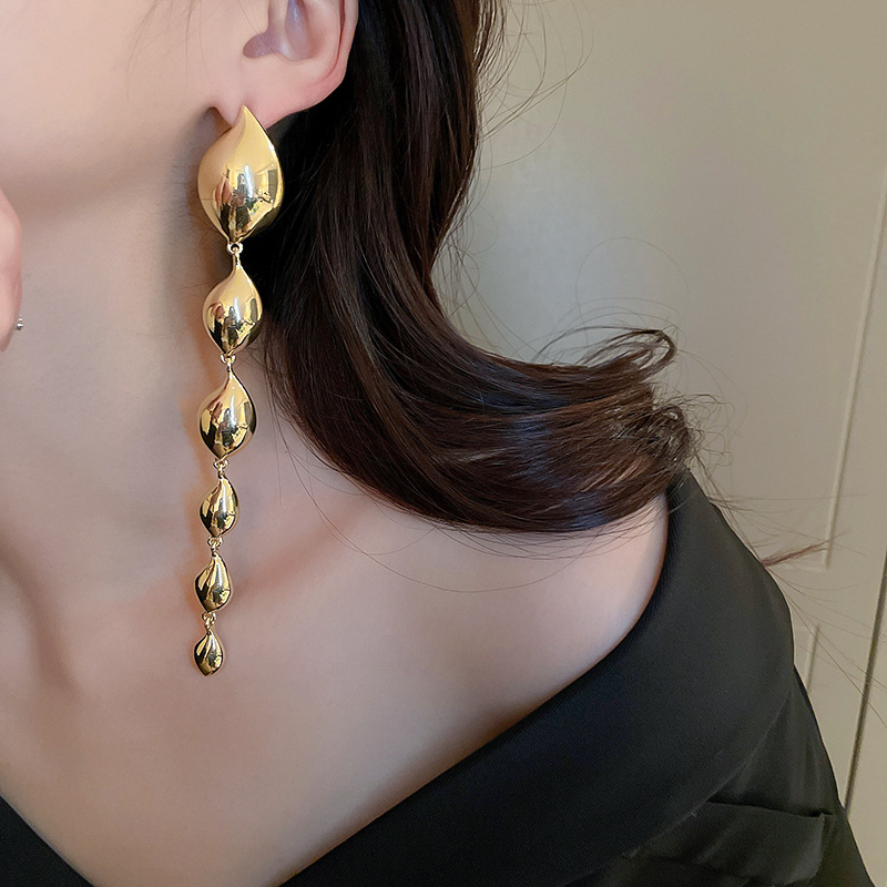Exaggerated Water Droplets Copper Plating Drop Earrings 1 Pair