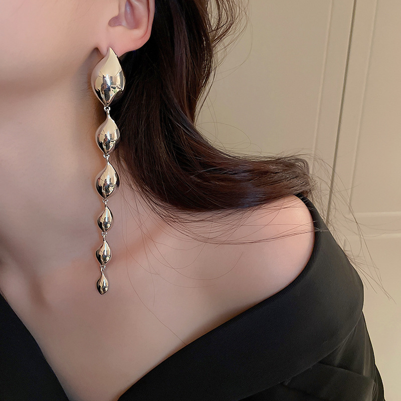 Exaggerated Water Droplets Copper Plating Drop Earrings 1 Pair