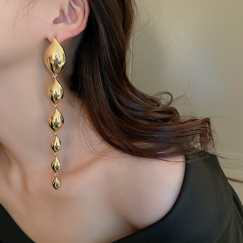 Exaggerated Water Droplets Copper Plating Drop Earrings 1 Pair