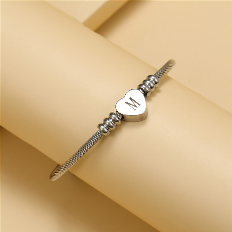 Classic Style Heart Shape Alloy Plating Unisex Bangle 1 Piece