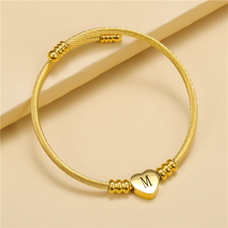 Classic Style Heart Shape Alloy Plating Unisex Bangle 1 Piece