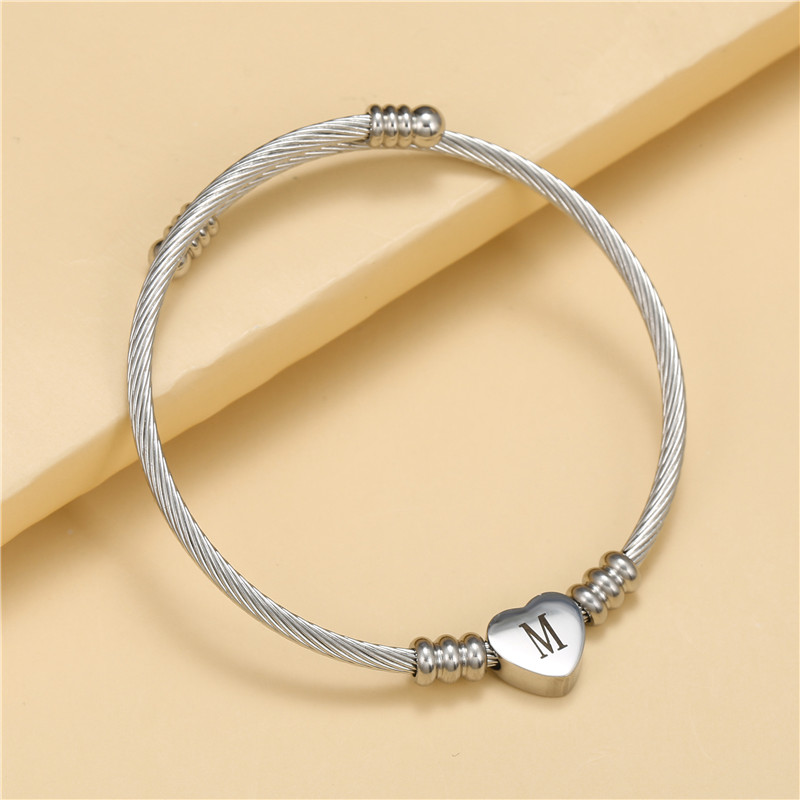 Classic Style Heart Shape Alloy Plating Unisex Bangle 1 Piece