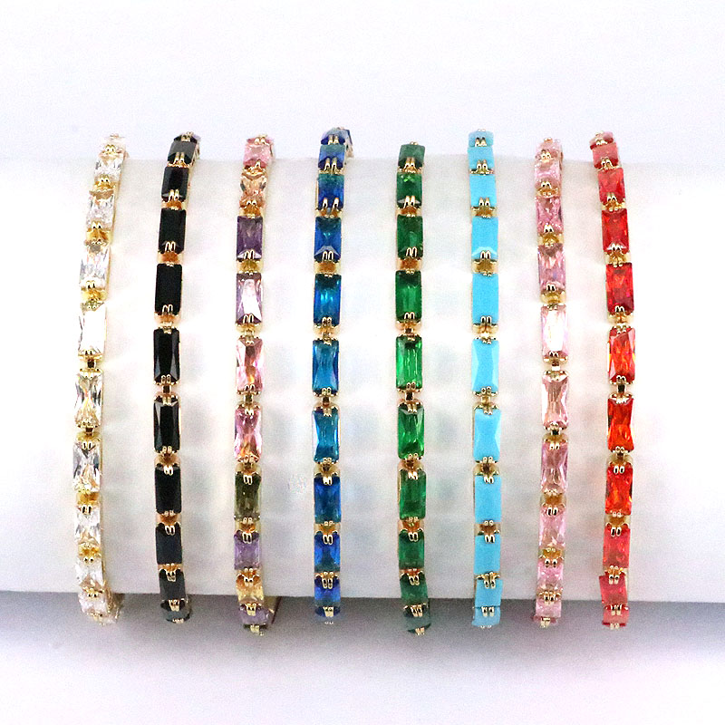 Fashion Geometric Copper Gold Plated Zircon Bracelets 1 Piece