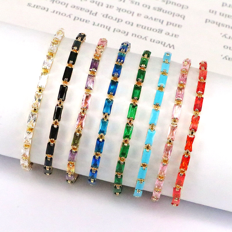 Fashion Geometric Copper Gold Plated Zircon Bracelets 1 Piece