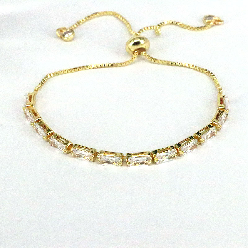 Fashion Geometric Copper Gold Plated Zircon Bracelets 1 Piece