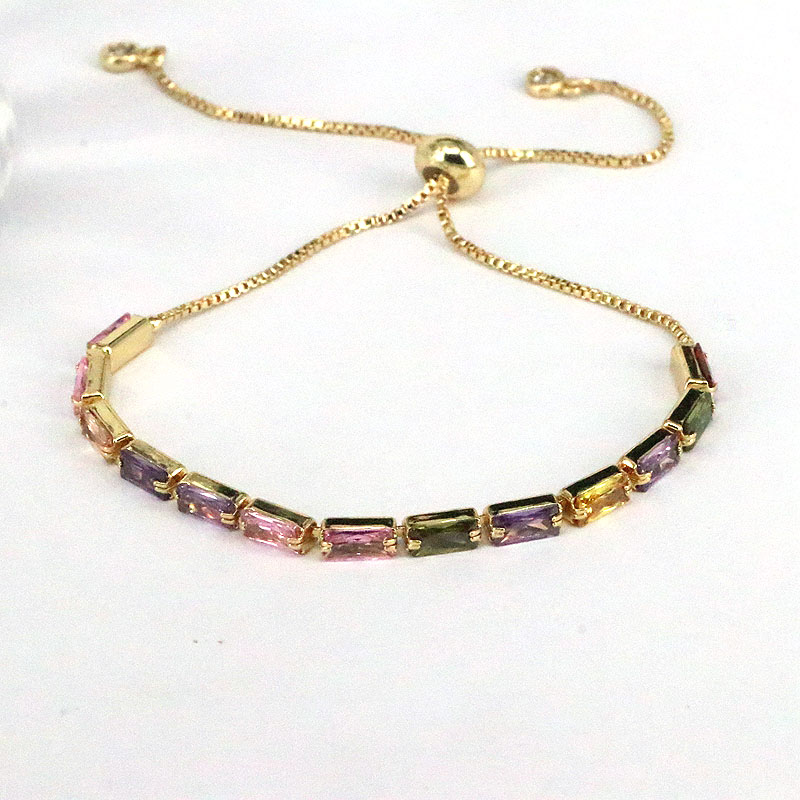 Fashion Geometric Copper Gold Plated Zircon Bracelets 1 Piece