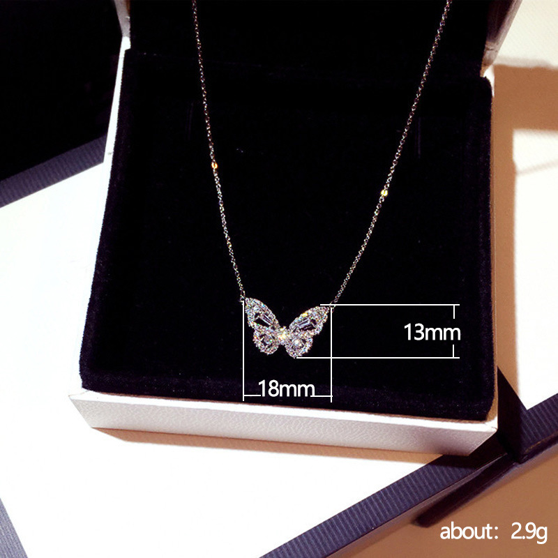 Fashion Butterfly Copper Plating Artificial Diamond Zircon Pendant Necklace 1 Piece