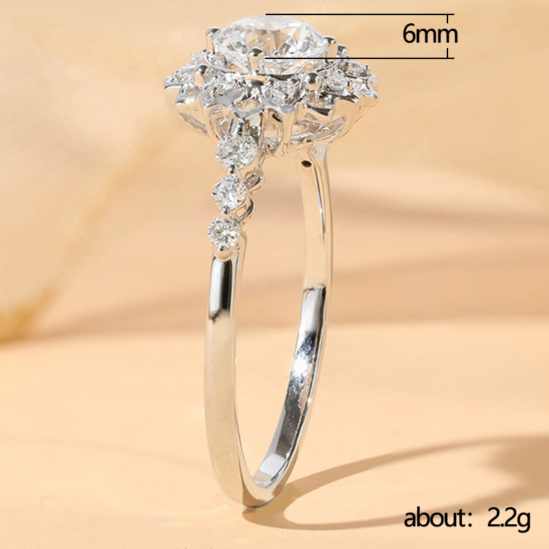 Fashion Flower Copper Inlay Zircon Rings 1 Piece