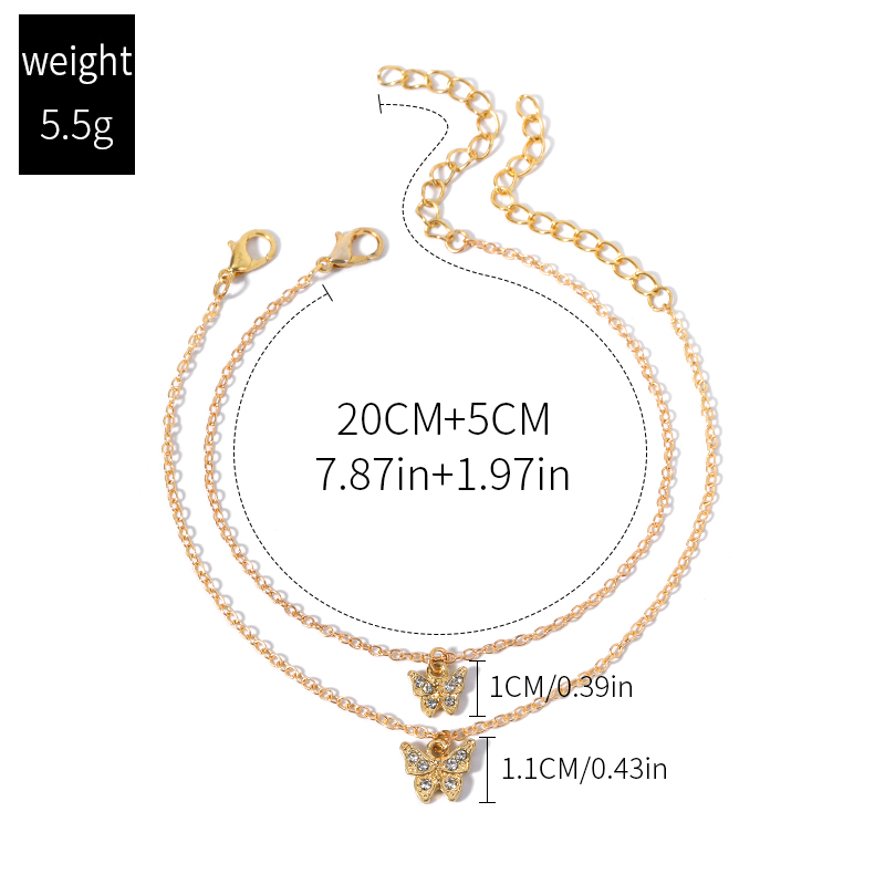 Fashion Butterfly Alloy Rhinestones Womenu0027S Anklet 1 Set