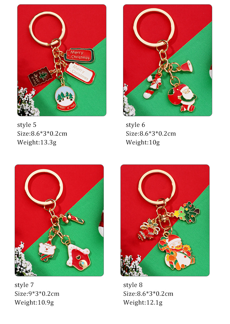 Fashion Christmas Tree Santa Claus Snowman Alloy Enamel Bag Pendant Keychain 1 Piece
