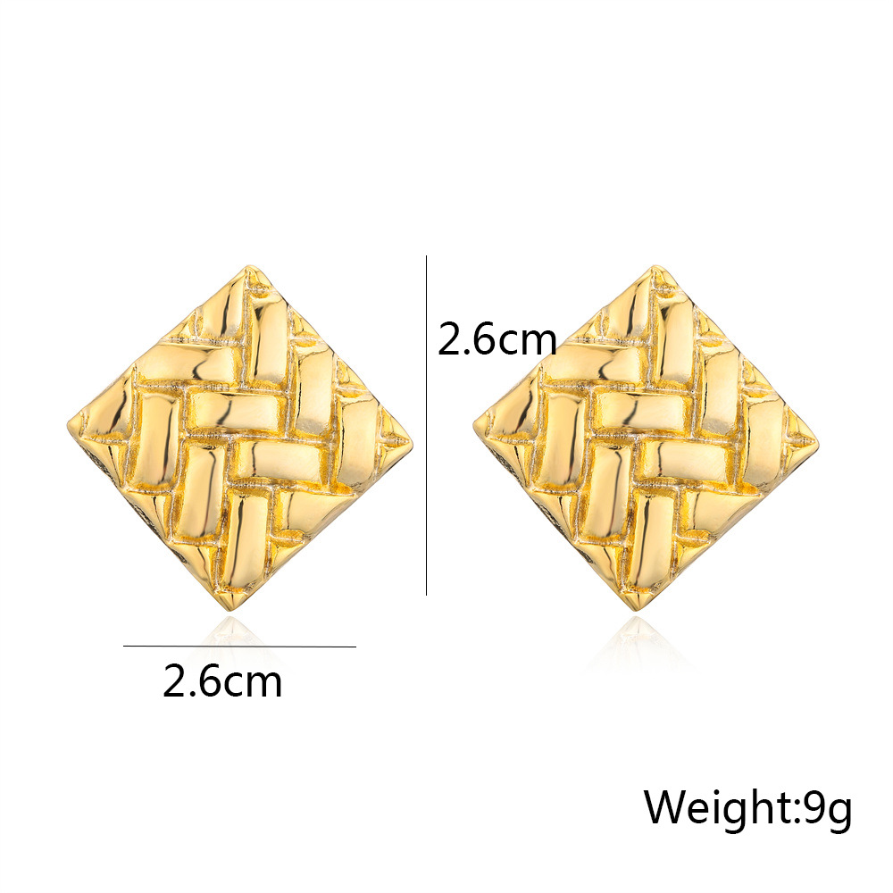 Fashion Square Copper Gold Plated Ear Studs 1 Pair