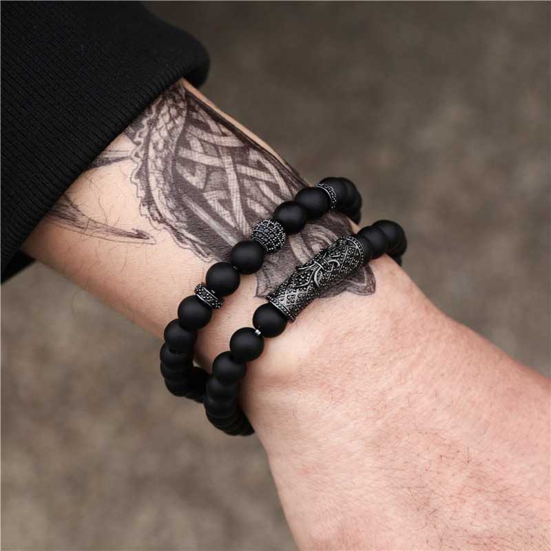 Retro Lion Alloy Beaded Unisex Bracelets 2 Pieces