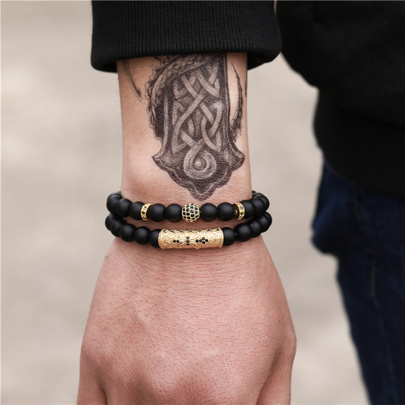Retro Lion Alloy Beaded Unisex Bracelets 2 Pieces