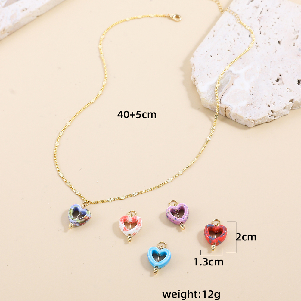 Cute Heart Shape Alloy Plating Womenu0027S Pendant Necklace 1 Set