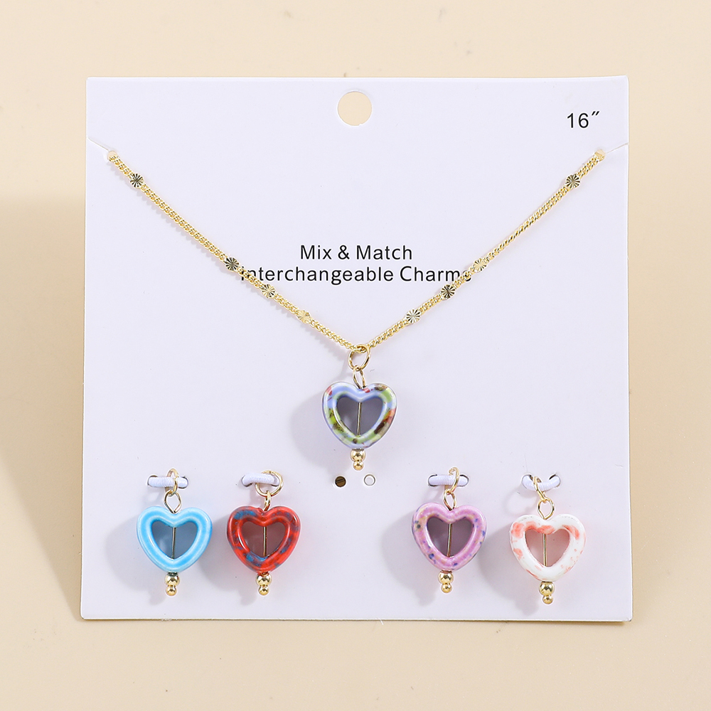 Cute Heart Shape Alloy Plating Womenu0027S Pendant Necklace 1 Set