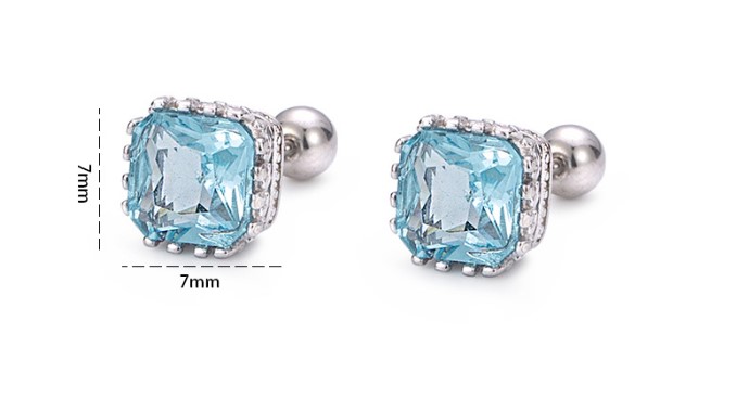 Simple Style Square Silver Plating Inlay Zircon Ear Studs 1 Pair