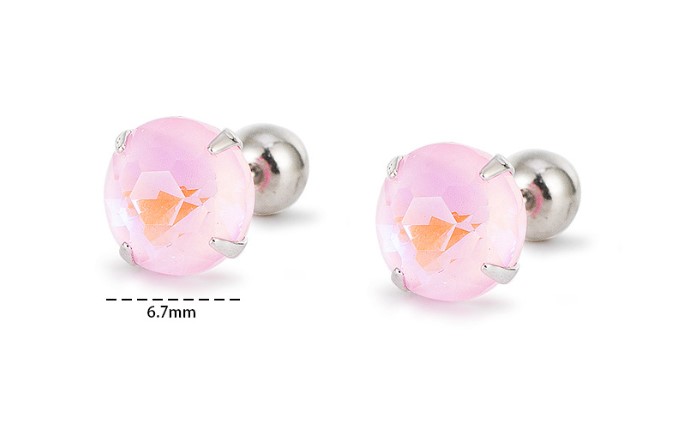 Fashion Round Silver Plating Inlay Rhinestones Ear Studs 1 Pair