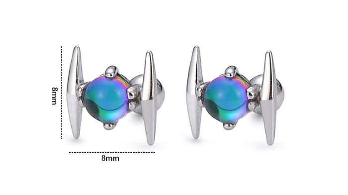 Simple Style Solid Color Silver Plating Inlay Rhinestones Ear Studs 1 Pair
