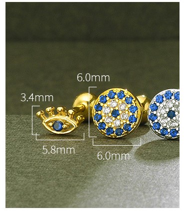 Simple Style Devilu0027S Eye Silver Plating Inlay Zircon Ear Studs 1 Pair