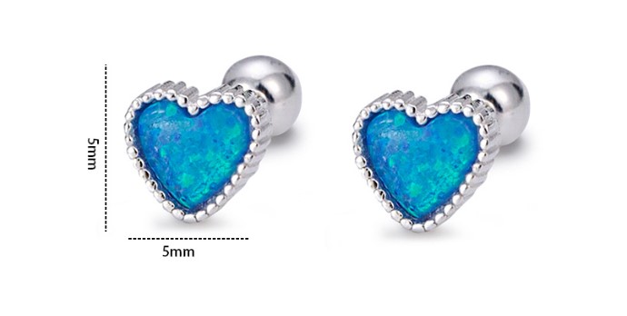 Fashion Heart Shape Silver Plating Inlay Zircon Ear Studs 1 Pair