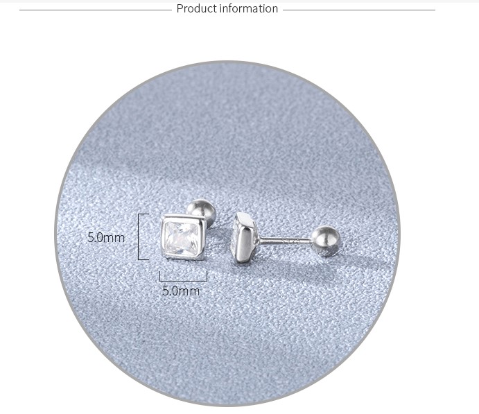 Simple Style Square Silver Plating Inlay Zircon Ear Studs 1 Pair