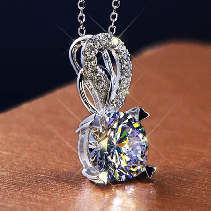 Fashion Geometric Copper Plating Artificial Gemstones Artificial Diamond Pendant Necklace 1 Piece