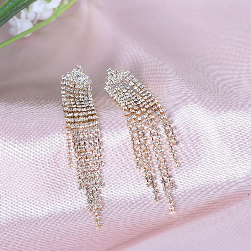 Fashion Geometric Copper Plating Artificial Diamond Drop Earrings 1 Pair