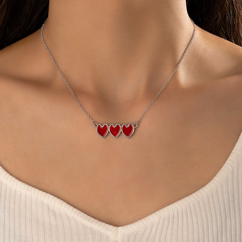 Simple Style Heart Shape Alloy Enamel Womenu0027S Necklace 1 Piece