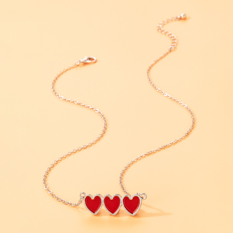 Simple Style Heart Shape Alloy Enamel Womenu0027S Necklace 1 Piece