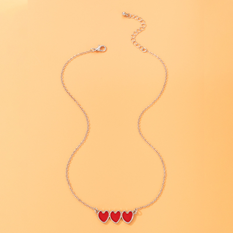 Simple Style Heart Shape Alloy Enamel Womenu0027S Necklace 1 Piece