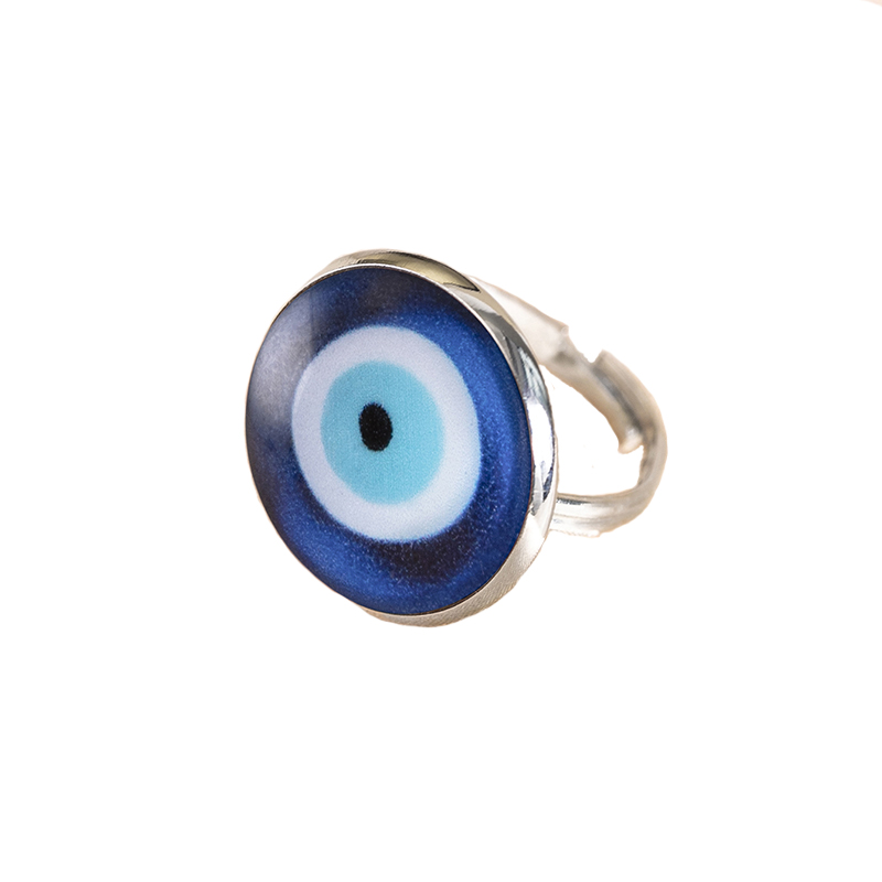 Hip-Hop Eye Alloy Inlay Artificial Gemstones Unisex Open Ring 1 Piece