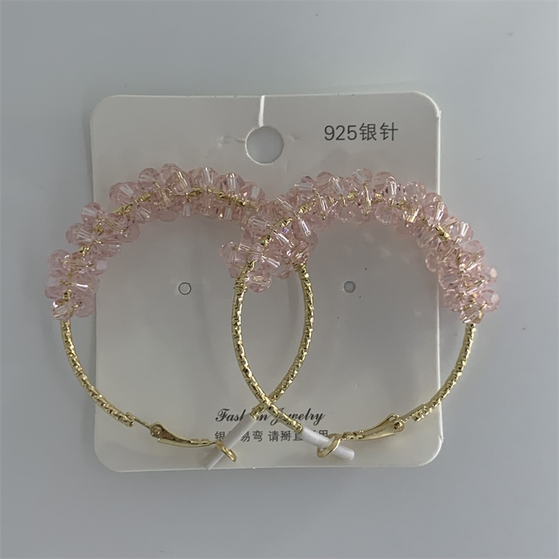 Fashion Round Alloy Resin Beaded Crystal Womenu0027S Hoop Earrings 1 Pair