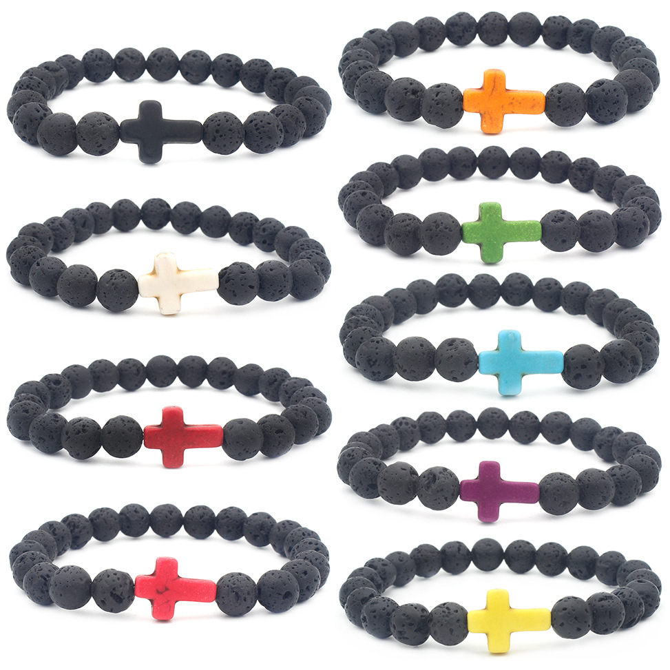 Retro Cross Volcanic rock Menu0027S Bracelets 1 Piece