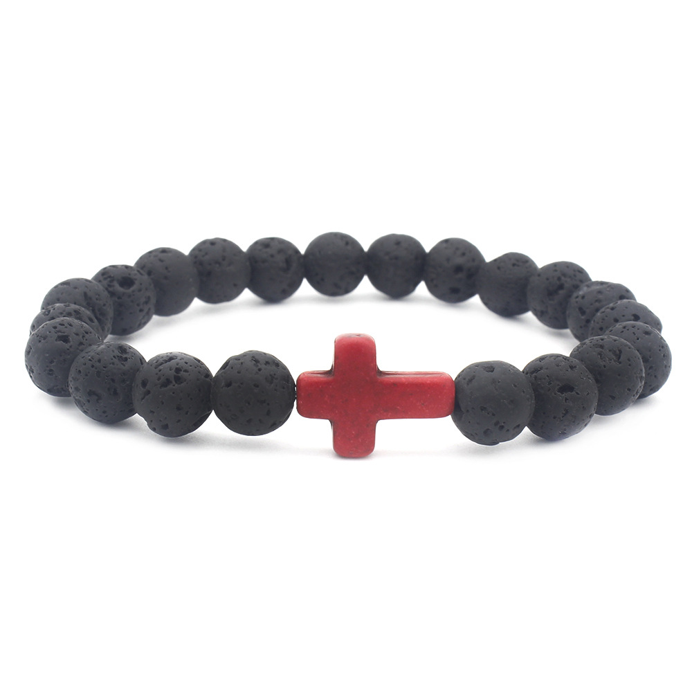 Retro Cross Volcanic rock Menu0027S Bracelets 1 Piece