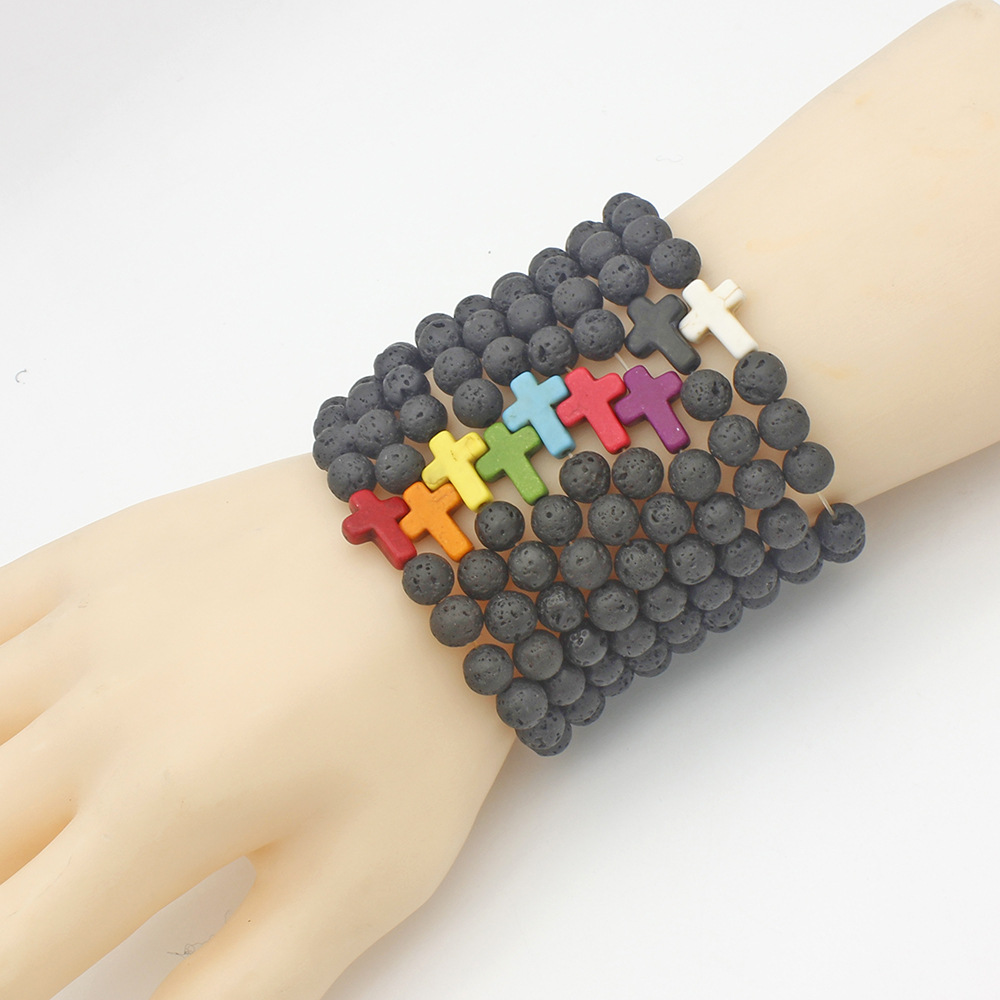 Retro Cross Volcanic rock Menu0027S Bracelets 1 Piece