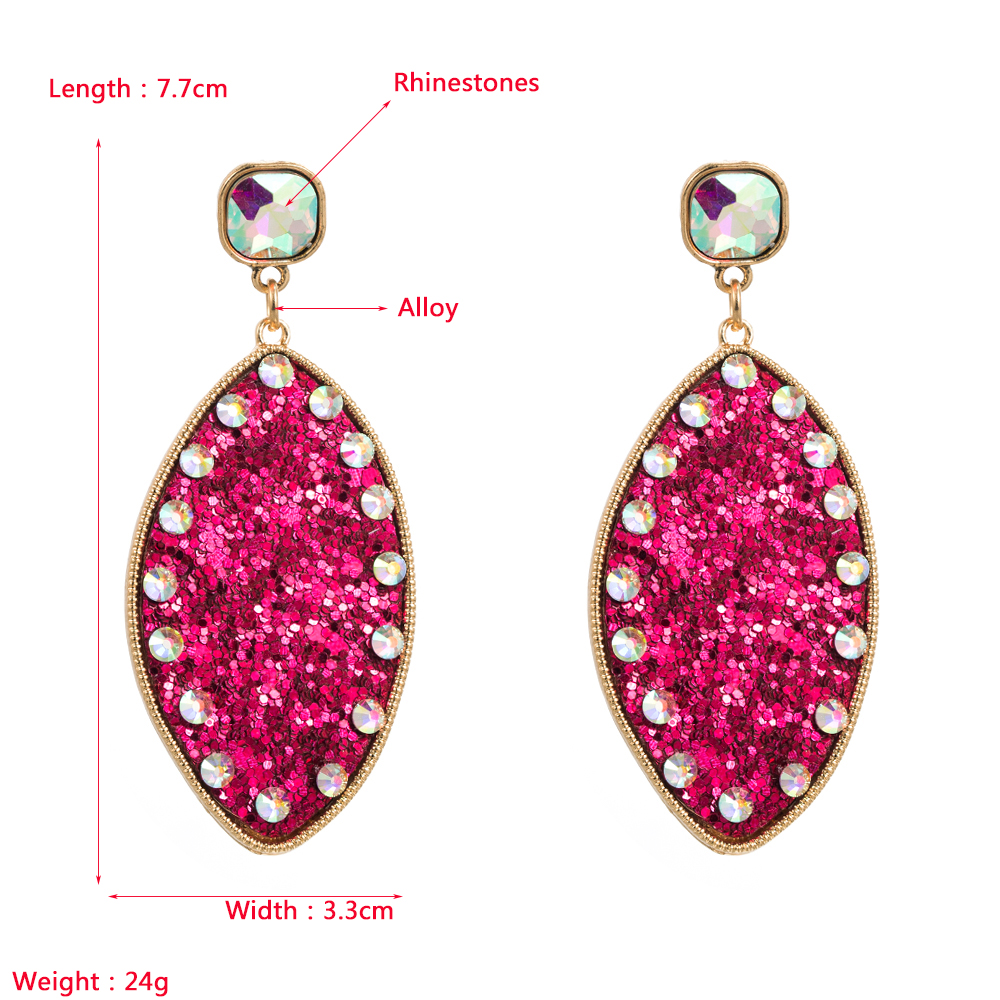 Fashion Geometric Oval Alloy Inlay Rhinestones Womenu0027S Drop Earrings 1 Pair