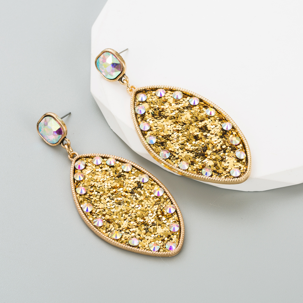 Fashion Geometric Oval Alloy Inlay Rhinestones Womenu0027S Drop Earrings 1 Pair