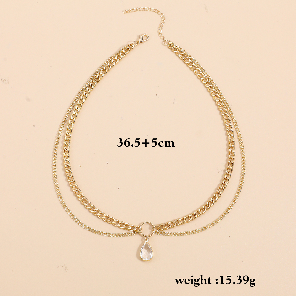 Fashion Water Droplets Alloy Inlay Artificial Gemstones Womenu0027S Layered Necklaces 1 Piece